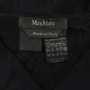 Max Mara シルクワンピース ロング 半袖 パフスリーブ カシュクール イタリア製 42 黒 ブラック