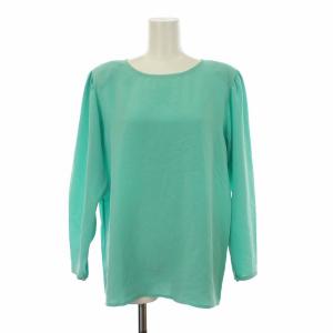 ヴィンテージ カットソー ブラウス シャツ 長袖 クルーネック M 青 ブルー