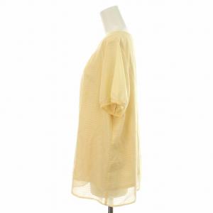 23区 カットソー シャツ ブラウス 半袖 ボーダー 大きいサイズ 44 XXL 黄色 イエロー