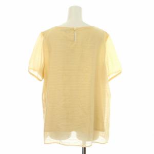 23区 カットソー シャツ ブラウス 半袖 ボーダー 大きいサイズ 44 XXL 黄色 イエロー