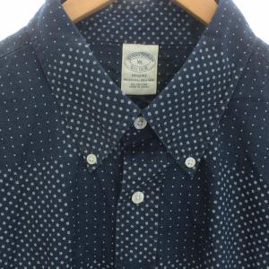 Brooks Brothers ボタンダウンシャツ 長袖 花柄 総柄 水玉 ドット 大きいサイズ XL 紺 ネイビー