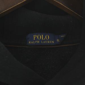 POLO RALPH LAUREN 襟付きロゴトレーナー スウェット プルオーバー ショールカラー 刺繍 黒 ブラック