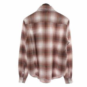 WACKO MARIA シャツ 長袖 チェック 刺繍 レーヨン S 茶 ブラウン