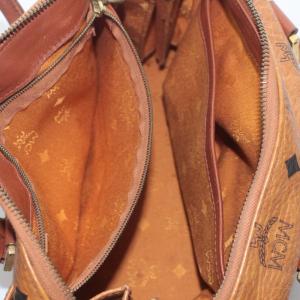 MCM ハンドバッグ ミニボストンバッグ レザー ヴィセトス柄 茶 ブラウン