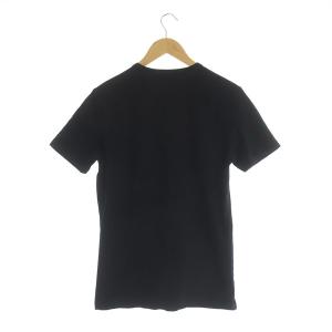 EMPORIO ARMANI Tシャツ カットソー 半袖 ロゴ フロッキー ストレッチ M 黒 ブラック