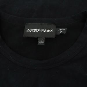 EMPORIO ARMANI Tシャツ カットソー 半袖 ロゴ フロッキー ストレッチ M 黒 ブラック