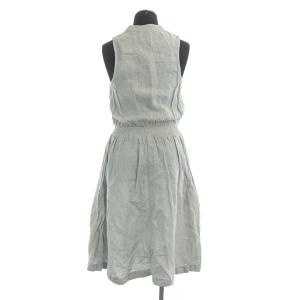 ARMANI COLLEZIONI リネンワンピース ロング ノースリーブ フリル フロントジップ 40 グレー