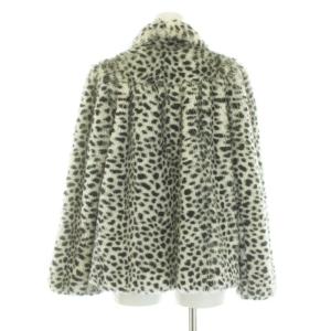 agnes b. PARIS フェイクファーコート ショート レオパード ヒョウ柄 38 M 白 ホワイト 黒 ブラック
