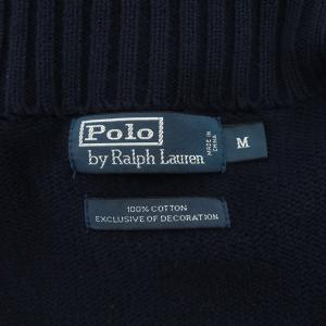 RALPH LAUREN カーディガン ニット 長袖 ビッグポニー ナンバリング3 ジップアップ M 紺 ネイビー