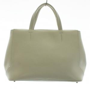 FURLA ショルダーバッグ ハンドバッグ 2Way レザー ロゴプレート ゴールド金具 ライトグレー