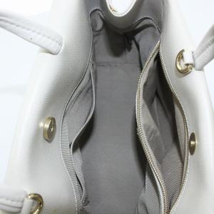 FURLA ショルダーバッグ ハンドバッグ 2Way レザー ロゴプレート ゴールド金具 ライトグレー