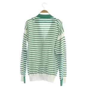sacai 2015年製 カーディガン ボーダー ニット 長袖 Vネック 2 緑 グリーン