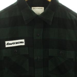 Deus Ex Machina ネルシャツ カジュアルシャツ 長袖 バッファロー チェック柄 ロゴ L 緑 グリーン 黒 ブラック