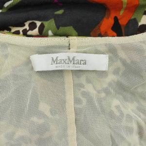 Max Mara ワンピース 膝丈 半袖 カシュクール ギャザー 総柄 40 黒 ブラック