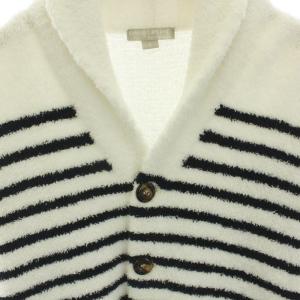 BAREFOOT DREAMS for Ron Herman ロンハーマン 別注 カーディガン ボーダー ショールカラー S 白 ホワイト 紺 ネイビー