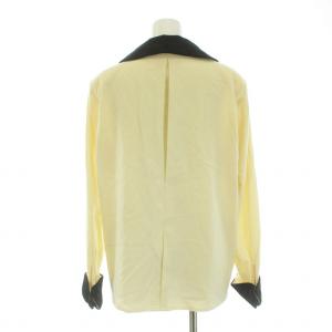 YVES SAINT LAURENT ヴィンテージ ベルベットジャケット ベロア 切替 バイカラー ウール M アイボリー 黒 ブラック