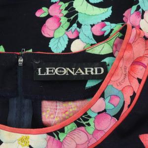 LEONARD カットソー 半袖 花柄 リボン ヴィンテージ 大きいサイズ LL 紺 ネイビー ピンク