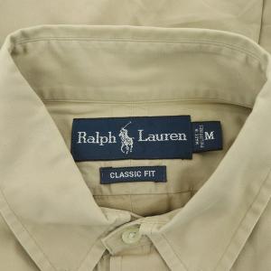 RALPH LAUREN CLASSIC FIT ボタンダウンシャツ 長袖 ロゴ刺繍 コットン M ベージュ