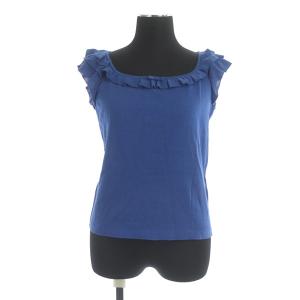 ニット カットソー ノースリーブ フリル 38 青 ブルー