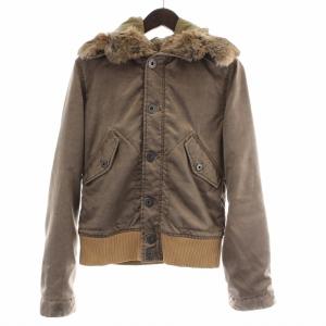 フライトジャケット ライナー付き ラビットファー フード 袖リブ ミリタリー S 茶 ブラウン