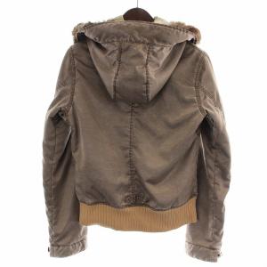 DIESEL フライトジャケット ライナー付き ラビットファー フード 袖リブ ミリタリー S 茶 ブラウン