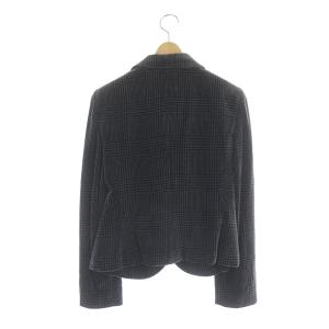 GIORGIO ARMANI テーラードジャケット ベルベット 千鳥格子 総裏地 3B 38 黒 ブラック グレー