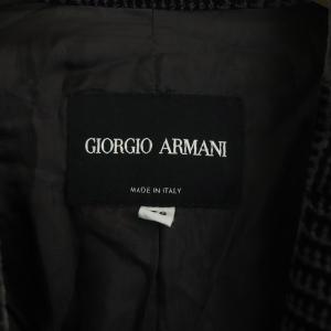 GIORGIO ARMANI テーラードジャケット ベルベット 千鳥格子 総裏地 3B 38 黒 ブラック グレー