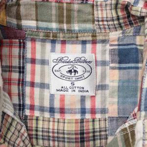 Brooks Brothers シャツ ボタンダウン 半袖 チェック パッチワーク S マルチカラー