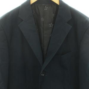uniform experiment 3Bコットン テーラードジャケット シングル 裏地星総柄 絹 シルク 3 L 紺 ネイビー