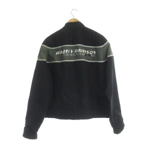 HARLEY DAVIDSON ナイロンジャケット ブルゾン ロゴ バックプリント 刺繍 ジップアップ M 黒 ブラック
