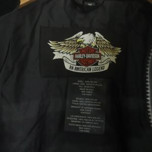 HARLEY DAVIDSON ナイロンジャケット ブルゾン ロゴ バックプリント 刺繍 ジップアップ M 黒 ブラック