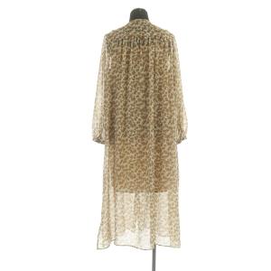23区 21SS ワンピース ロング 長袖 花柄 シフォン アンダードレス付 32 茶 ブラウン