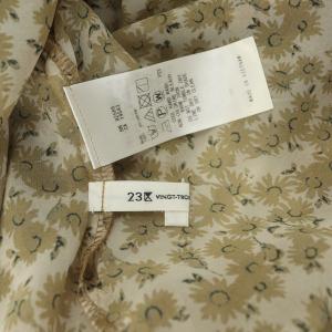 23区 21SS ワンピース ロング 長袖 花柄 シフォン アンダードレス付 32 茶 ブラウン