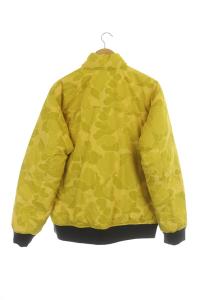 Columbia ダウンジャケット ジップアップ リバーシブル ナイロン 総柄 M 黄 イエロー ダークネイビー 207 PM5284