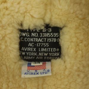 AVIREX B-3 ムートン レザージャケット ジップアップ 34 茶 ブラウン