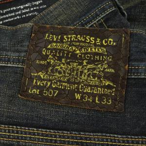 Levi's 507 デニム パンツ ジーンズ スタッズ 茶ひびパッチ W34L33 ネイビー