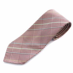 ネクタイ ガンクラブチェック 絹 シルク 赤 レッド