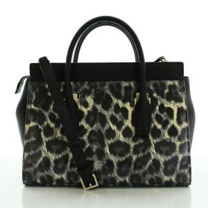 kate spade new york ショルダーバッグ ハンドバッグ 2WAY レザー レオパード柄 ヒョウ柄 裏地水玉 ドット ゴールド金具 ストラップ 黒 ブラック