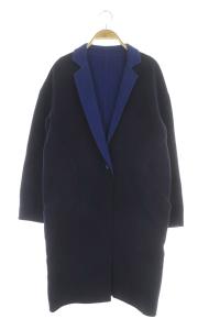 Paul Smith BLACK リバーシブルコート チェスター ウール フリース カシミヤ混 40 紺 ネイビー