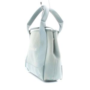 BALENCIAGA NAVY CABAS XS ショルダーバッグ 2WAY キャンバス レザー ブルー