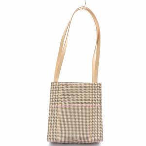 RALPH LAUREN ミニトートバッグ ワンショルダーバッグ ロゴプレート キャンバス レザー 千鳥格子 チェック柄 ベージュ