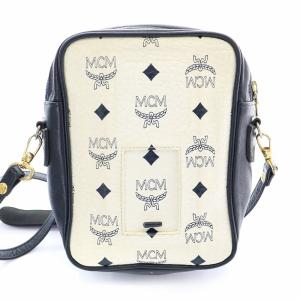MCM ヴィトセス総柄 ミニショルダーバッグ 白 ホワイト 紺 ネイビー