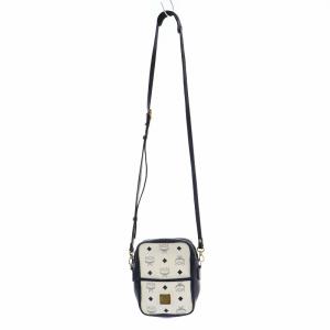 MCM ヴィトセス総柄 ミニショルダーバッグ 白 ホワイト 紺 ネイビー