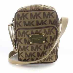 ショルダーバッグ サコッシュ ロゴ キャンバス 茶 ブラウン