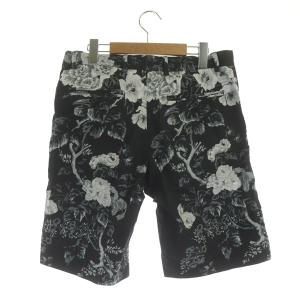 DOLCE&GABBANA ハーフパンツ ショートパンツ 花柄 タック コットン 46 黒 ブラック