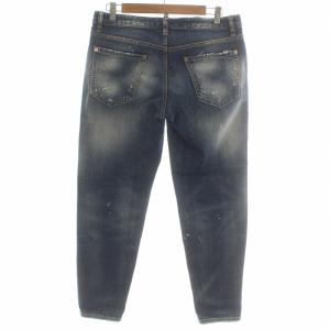 DSQUARED2 デニムパンツ ジーンズ ボタンフライ ペイント ダメージ加工 青 インディゴブルー