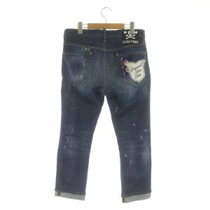 DSQUARED2 2017 Glam head jean デニムパンツ ジーンズ テーパード クロップド ワッペン ロールアップ ダメージ加工