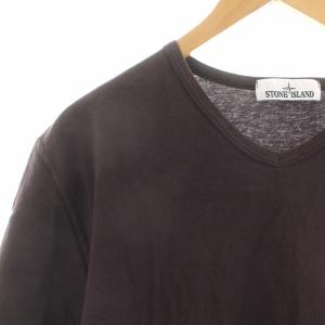 STONE ISLAND Tシャツ カットソー Vネック 半袖 ロゴ L 茶色 ブラウン 681522457