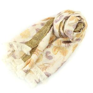 GRACE CONTINENTAL ストール 総柄 スパンコール フリンジ シルク混 F ベージュ