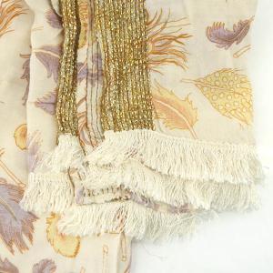 GRACE CONTINENTAL ストール 総柄 スパンコール フリンジ シルク混 F ベージュ